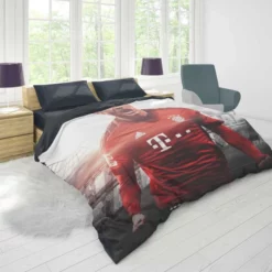 Robert Lewandowski Competitive Football Player Duvet Cover 1