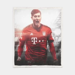 Robert Lewandowski Competitive Football Player Sherpa Fleece Blanket 1