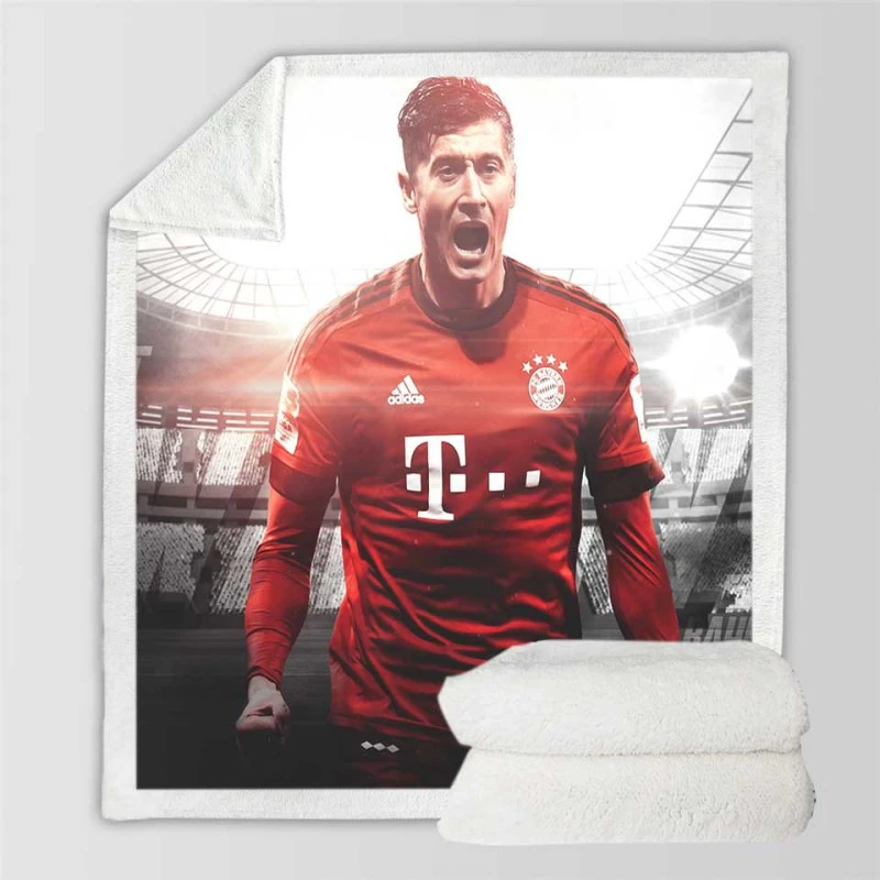 Robert Lewandowski Competitive Football Player Sherpa Fleece Blanket