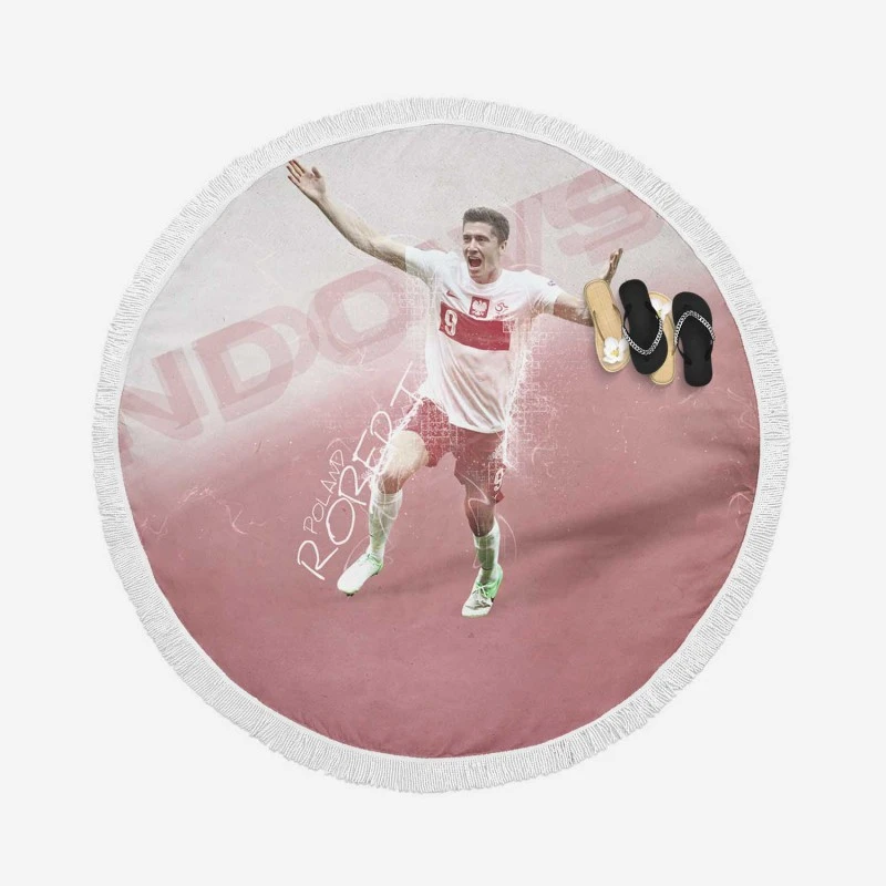 Robert Lewandowski Dependable Polish Sports Player Round Beach Towel