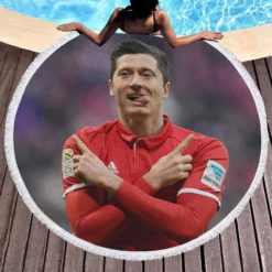 Robert Lewandowski European Cup Winners Cup Round Beach Towel 1