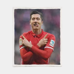 Robert Lewandowski European Cup Winners Cup Sherpa Fleece Blanket 1