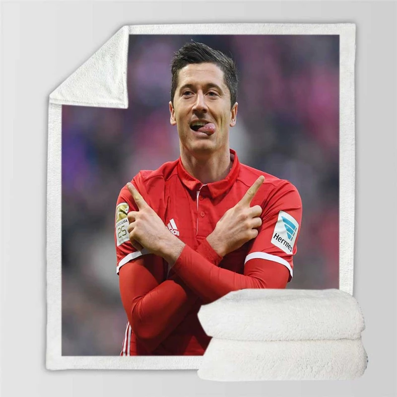 Robert Lewandowski European Cup Winners Cup Sherpa Fleece Blanket