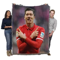 Robert Lewandowski European Cup Winners Cup Woven Blanket