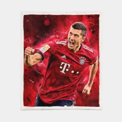 Robert Lewandowski Focused Football Player Sherpa Fleece Blanket 1