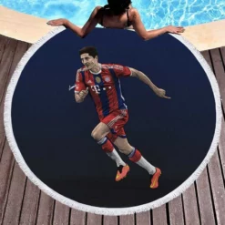 Robert Lewandowski Football Player Art Round Beach Towel 1