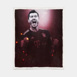 Robert Lewandowski Graceful Football Player Sherpa Fleece Blanket 1