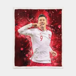 Robert Lewandowski Hardworking Polish Sports Player Sherpa Fleece Blanket 1