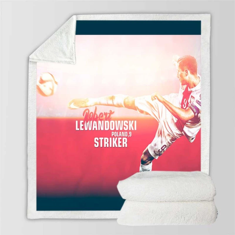 Robert Lewandowski Poland Striker Sherpa Fleece Blanket