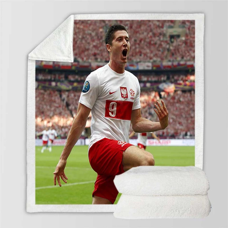 Robert Lewandowski Polish Footballer Sherpa Fleece Blanket