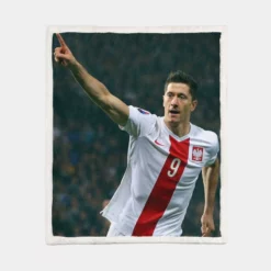 Robert Lewandowski Polish World Cup Player Sherpa Fleece Blanket 1