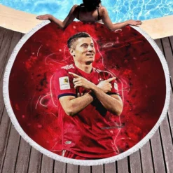 Robert Lewandowski Sports Player Round Beach Towel 1