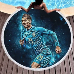 Roberto Firmino Honorable Brazil Football Round Beach Towel 1