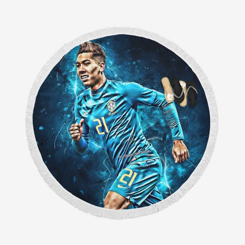 Roberto Firmino Honorable Brazil Football Round Beach Towel