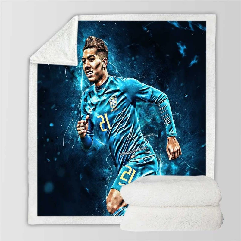 Roberto Firmino Honorable Brazil Football Sherpa Fleece Blanket