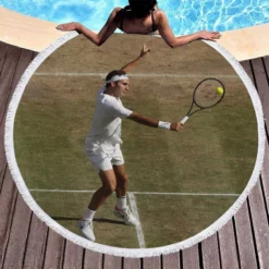 Roger Federer Australian Open Tennis Player Round Beach Towel 1
