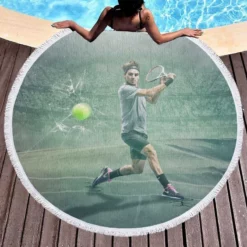 Roger Federer Davis Cup Tennis Player Round Beach Towel 1