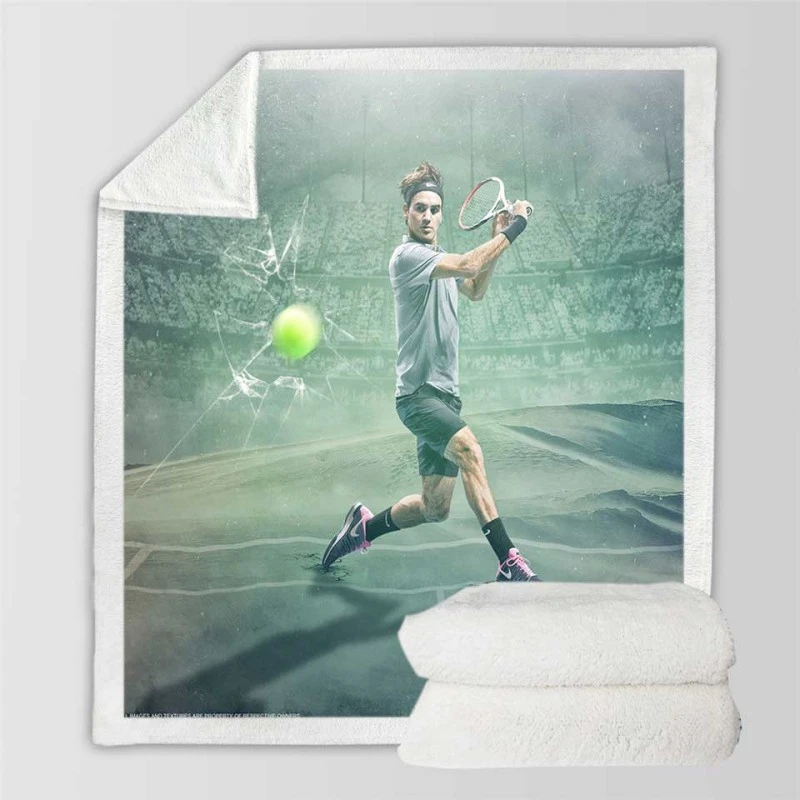 Roger Federer Davis Cup Tennis Player Sherpa Fleece Blanket