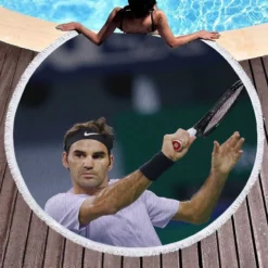 Roger Federer Grand Slam Tennis Player Round Beach Towel 1