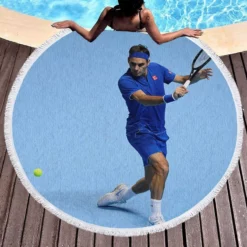 Roger Federer Olympic Tennis Player Round Beach Towel 1