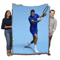 Roger Federer Olympic Tennis Player Woven Blanket