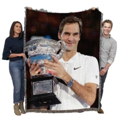 Roger Federer Top Ranked Tennis Player Woven Blanket