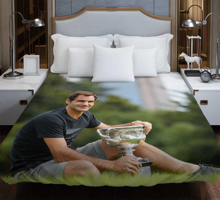 Roger Federer Wimbledon Tennis Player Duvet Cover