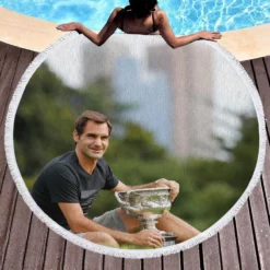 Roger Federer Wimbledon Tennis Player Round Beach Towel 1