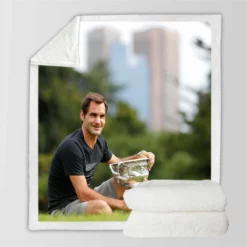 Roger Federer Wimbledon Tennis Player Sherpa Fleece Blanket