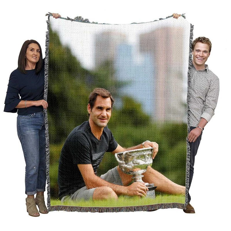 Roger Federer Wimbledon Tennis Player Woven Blanket