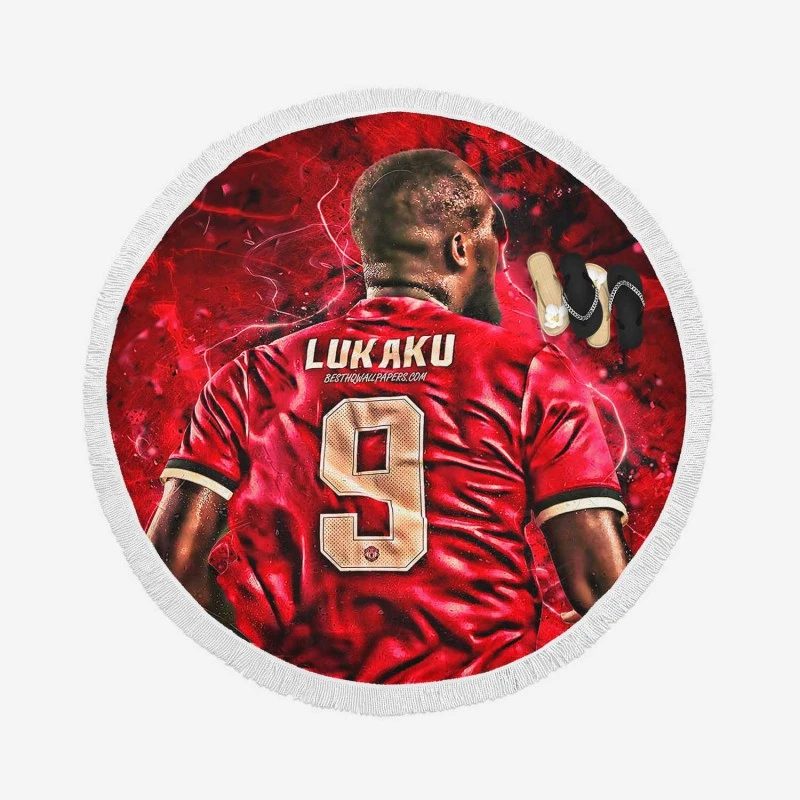 Romelu Lukaku Premier League Player Round Beach Towel