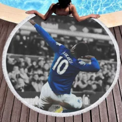 Romelu Lukaku Soccer Player Round Beach Towel 1