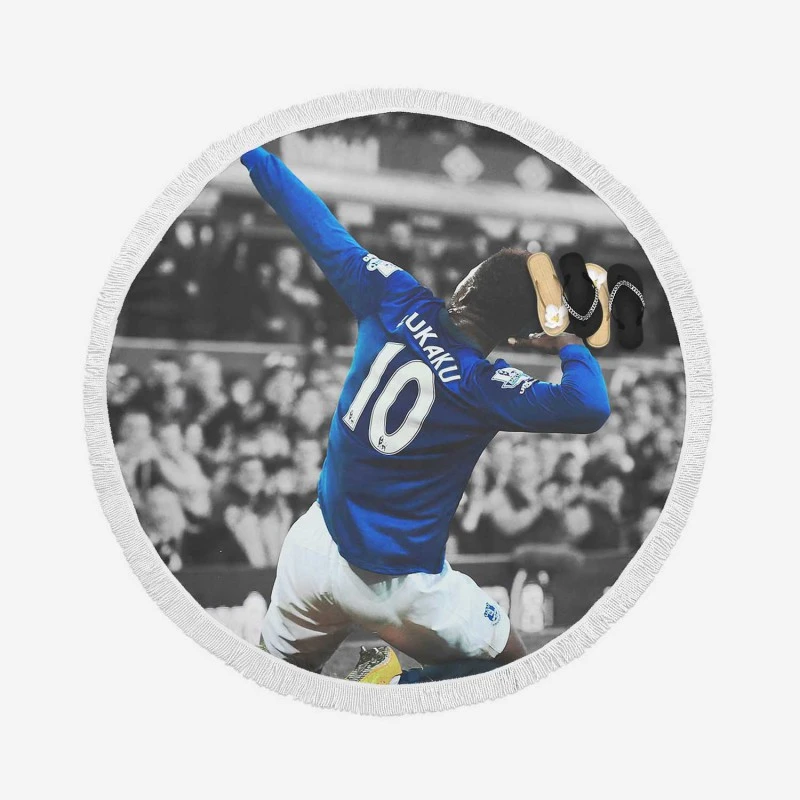 Romelu Lukaku Soccer Player Round Beach Towel