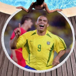 Ronaldo Nazario Brazilian Footballer Round Beach Towel 1