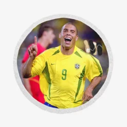 Ronaldo Nazario Brazilian Footballer Round Beach Towel