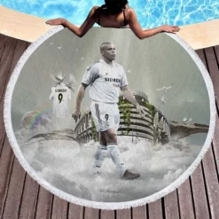 Ronaldo Nazario Real Madrid Club Player Round Beach Towel 1