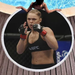Ronda Rousey UFC Player Round Beach Towel 1