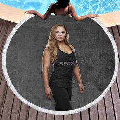 Ronda Rousey WWE Superstar Round Beach Towel 1