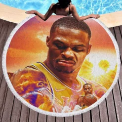 Russell Westbrook BasketBall Round Beach Towel 1