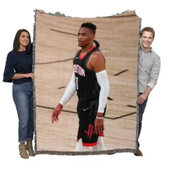 Russell Westbrook Houston Rockets Basketball Woven Blanket