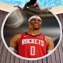 Russell Westbrook Houston Rockets NBA Round Beach Towel 1