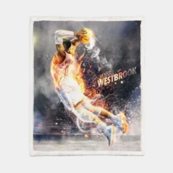 Russell Westbrook NBA Digital Artwork Sherpa Fleece Blanket 1