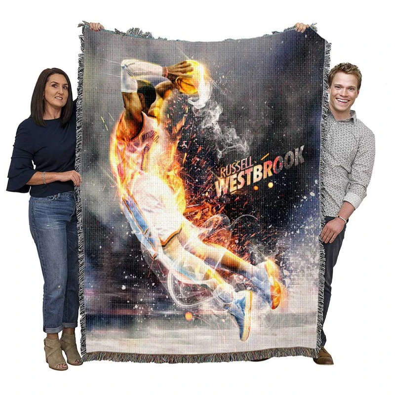 Russell Westbrook NBA Digital Artwork Woven Blanket