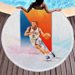 Russell Westbrook NBA veteran point guard Round Beach Towel 1