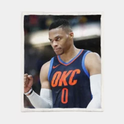 Russell Westbrook Oklahoma City NBA Sherpa Fleece Blanket 1