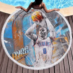 Russell Westbrook Oklahoma City Thunder NBA Round Beach Towel 1