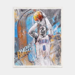 Russell Westbrook Oklahoma City Thunder NBA Sherpa Fleece Blanket 1