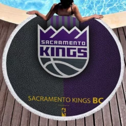 Sacramento Kings Basketball Team Logo Round Beach Towel 1
