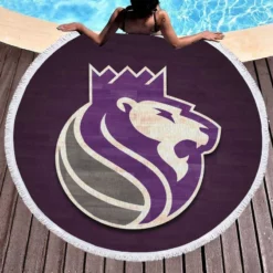 Sacramento Kings Exciting Logo Round Beach Towel 1