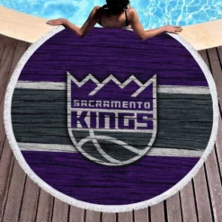 Sacramento Kings Logo Round Beach Towel 1